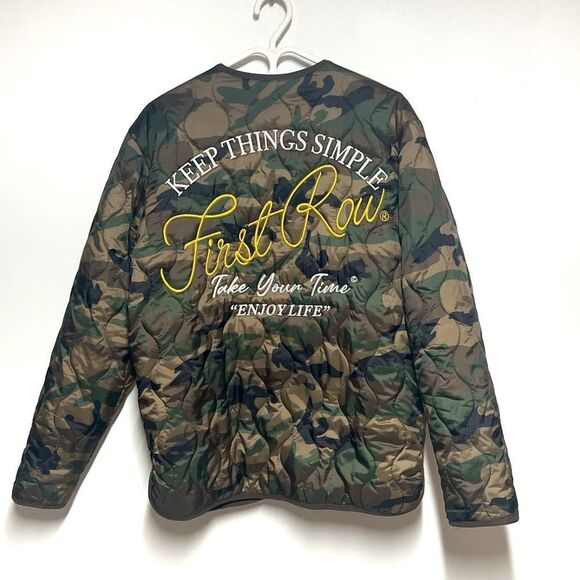New First Row Camo Patch “ Keep it Simple”Bomber Jacket Womens S - Picture 6 of 10